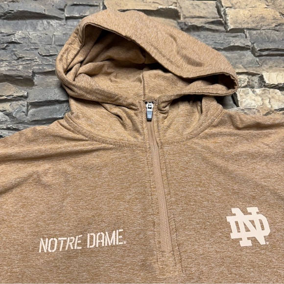 Notre Dame Fighting Irish 1/4 Zip Jacket Mens XL Pullover Brown College Sweater - Picture 2 of 9